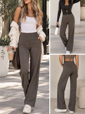 Lucy Straight Leg Activewear Pants in Olive Green